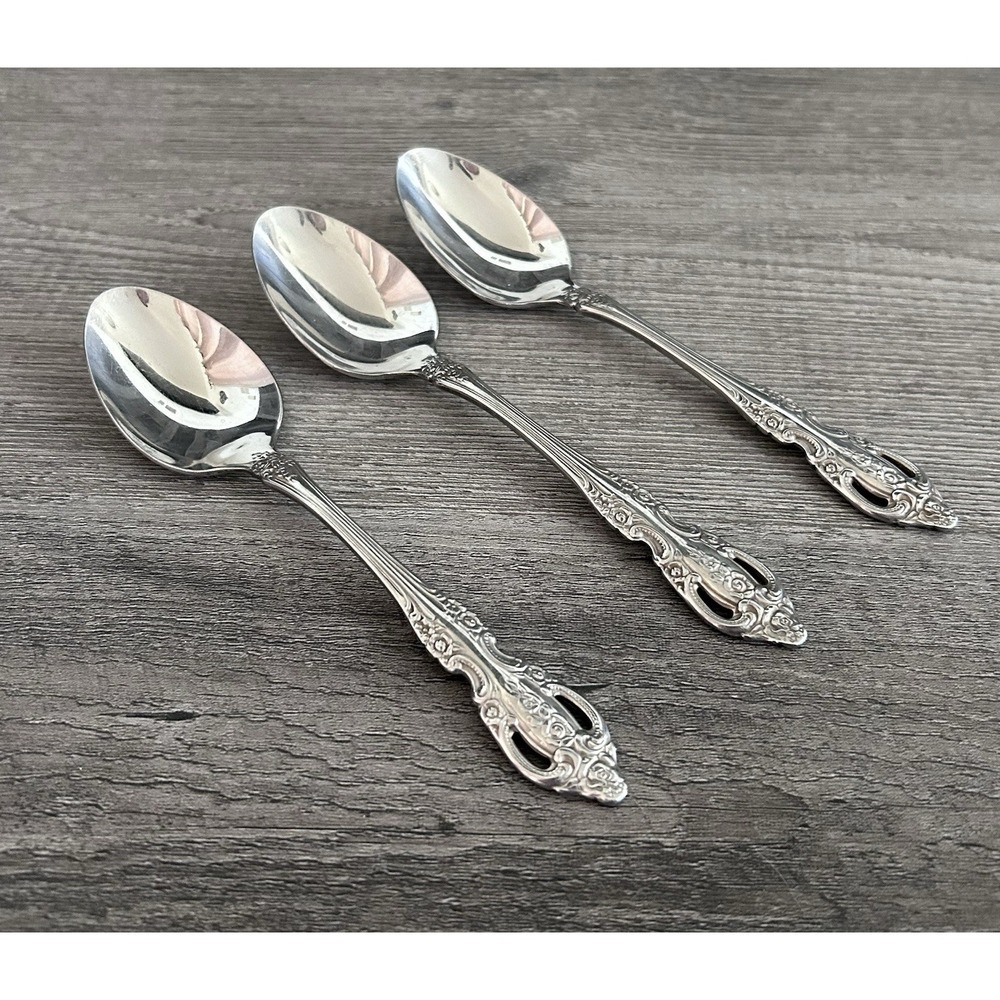 Onieda RENOIR PEMBROOKE Teaspoons Set‎ of 3 Stainless Made In USA Discontinued